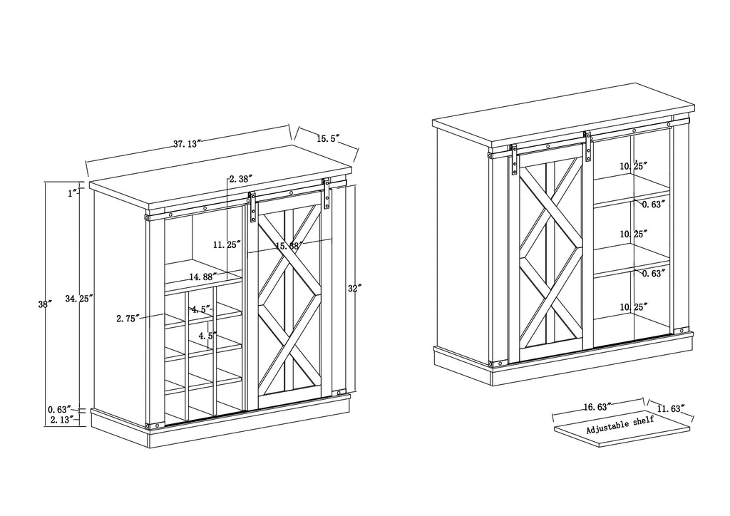 Navy Blue Wood Buffet Cabinet with Barn Door H847241