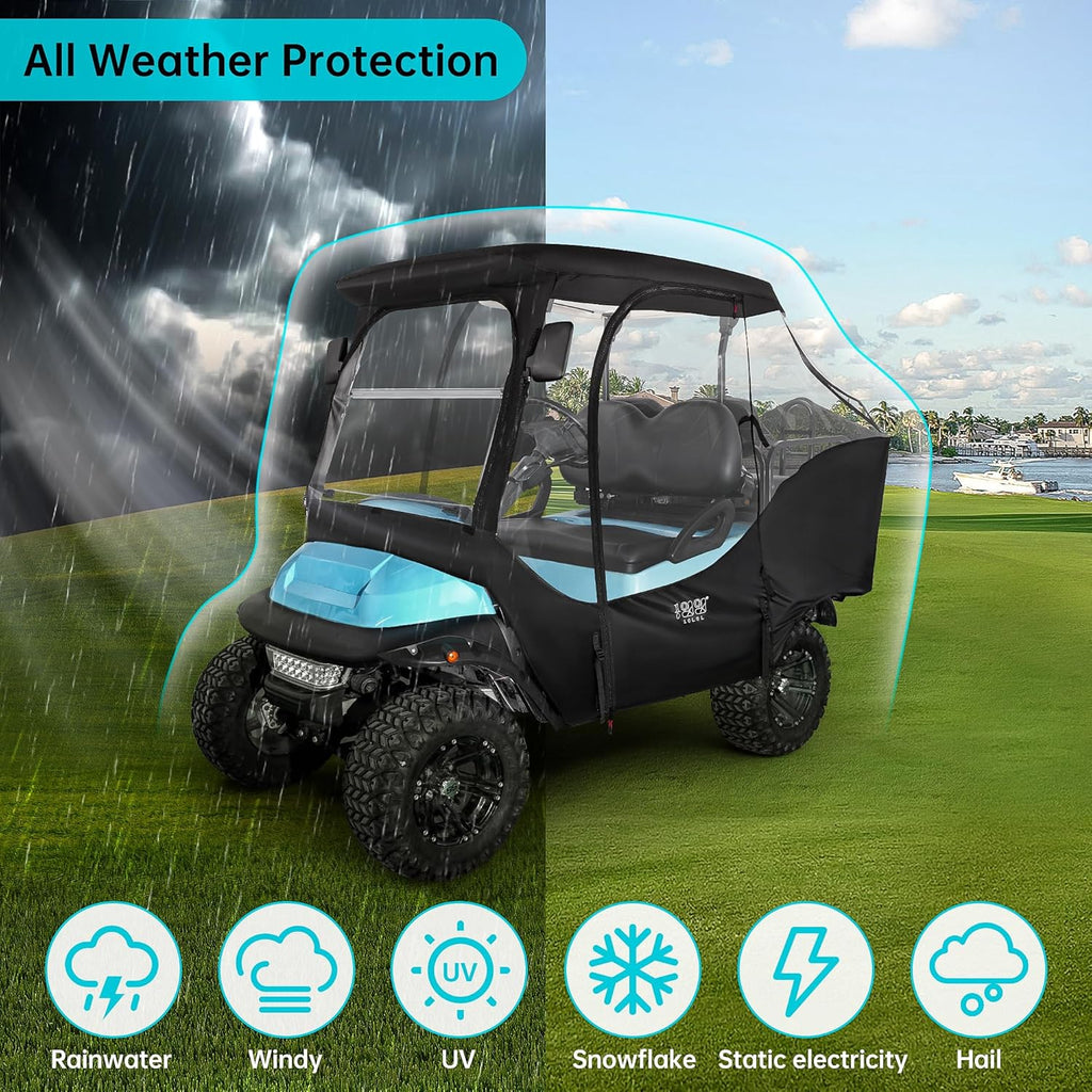 4 Passenger Golf Cart Enclosure with 4-Sided Clear Window 420D Rain Cover A169