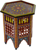Red Hand Painted Wood Side Table B156