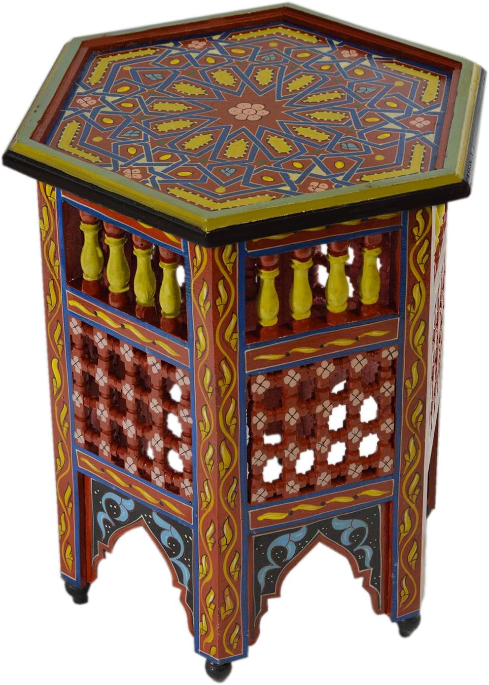 Red Hand Painted Wood Side Table B156