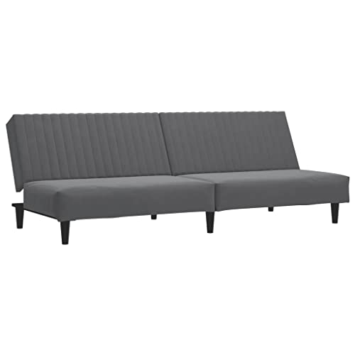 Dark Gray Velvet 2-Seater Sofa Bed O37284