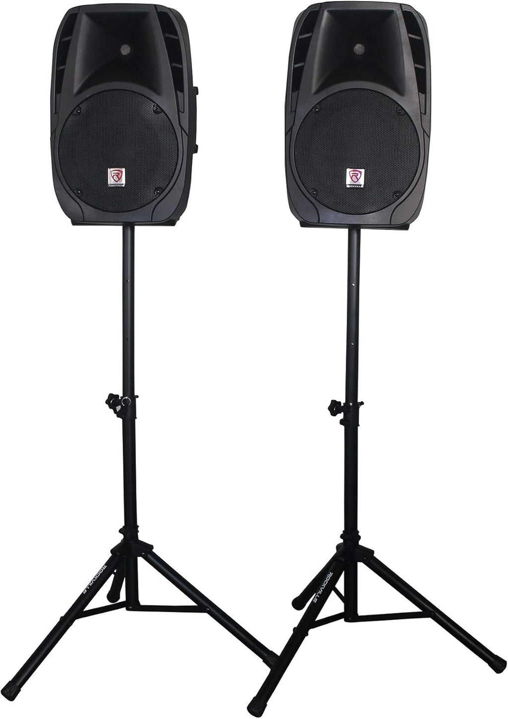 PA System Mixer/Amp with 12" Speakers, Stands, Mics, Bluetooth U237797