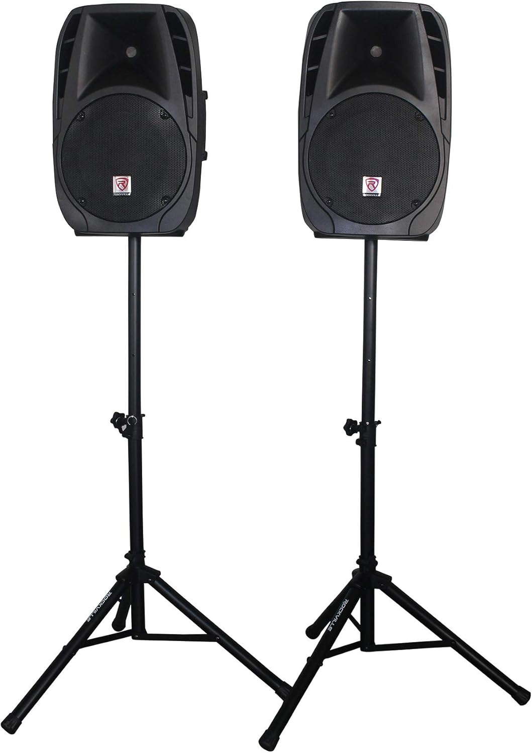 PA System Mixer/Amp with 12" Speakers, Stands, Mics, Bluetooth U237797