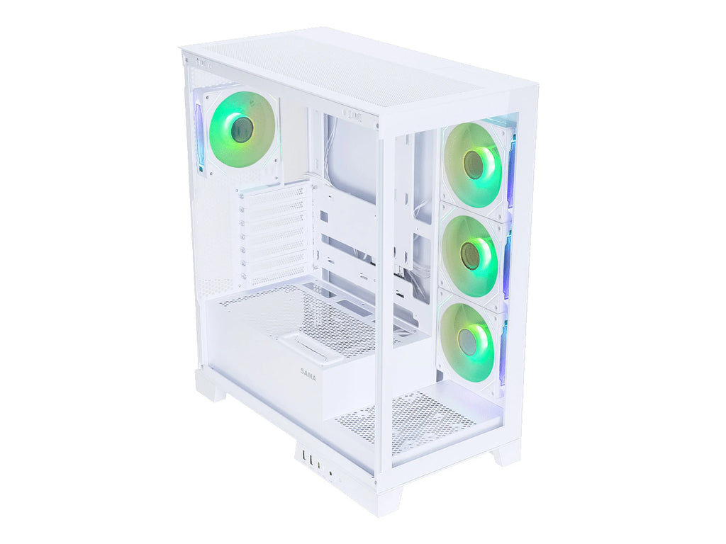 White Dual USB3.0 and Type C Tempered Glass ATX Mid Tower Computer Case with 4 x 120mm ARGB Fans C312832