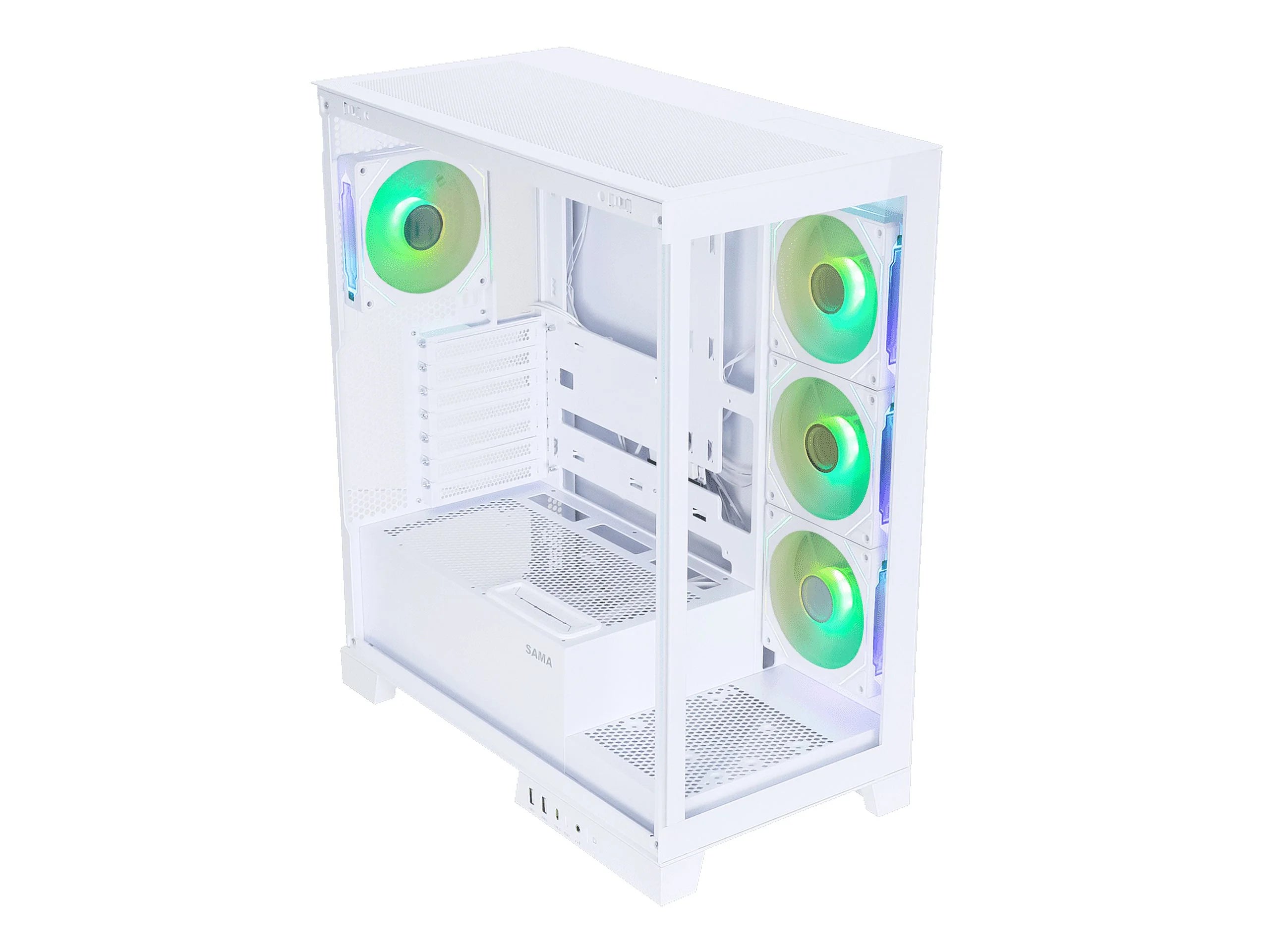 White Dual USB3.0 and Type C Tempered Glass ATX Mid Tower Computer Case with 4 x 120mm ARGB Fans C312832