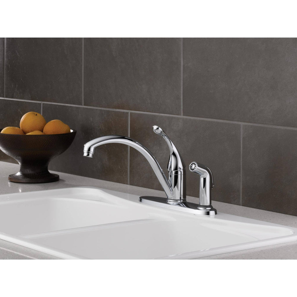 Chrome Single Handle Kitchen Faucet with Integral Spray T838