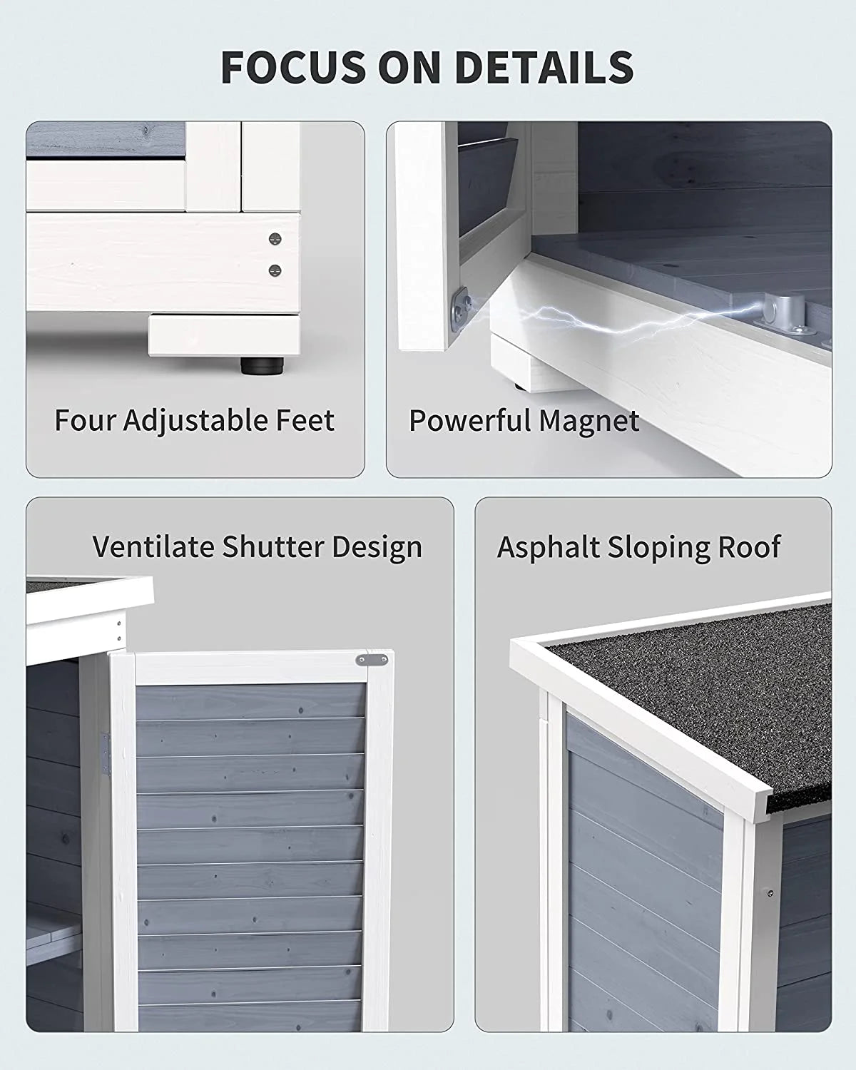 Gray Outdoor Storage Cabinet with Asphalt Roof Q836336