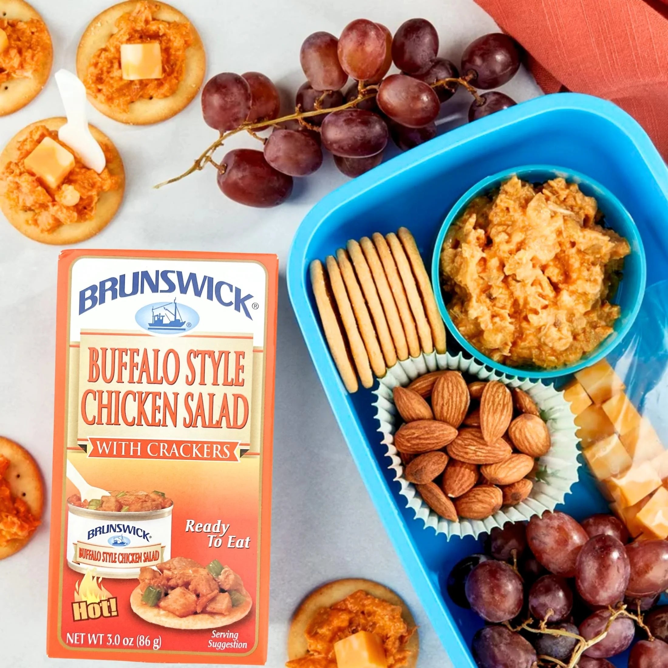 12 Pack Canned Chicken Salad with Crackers 3.0 oz Plastic Spreader Spoon Included D766