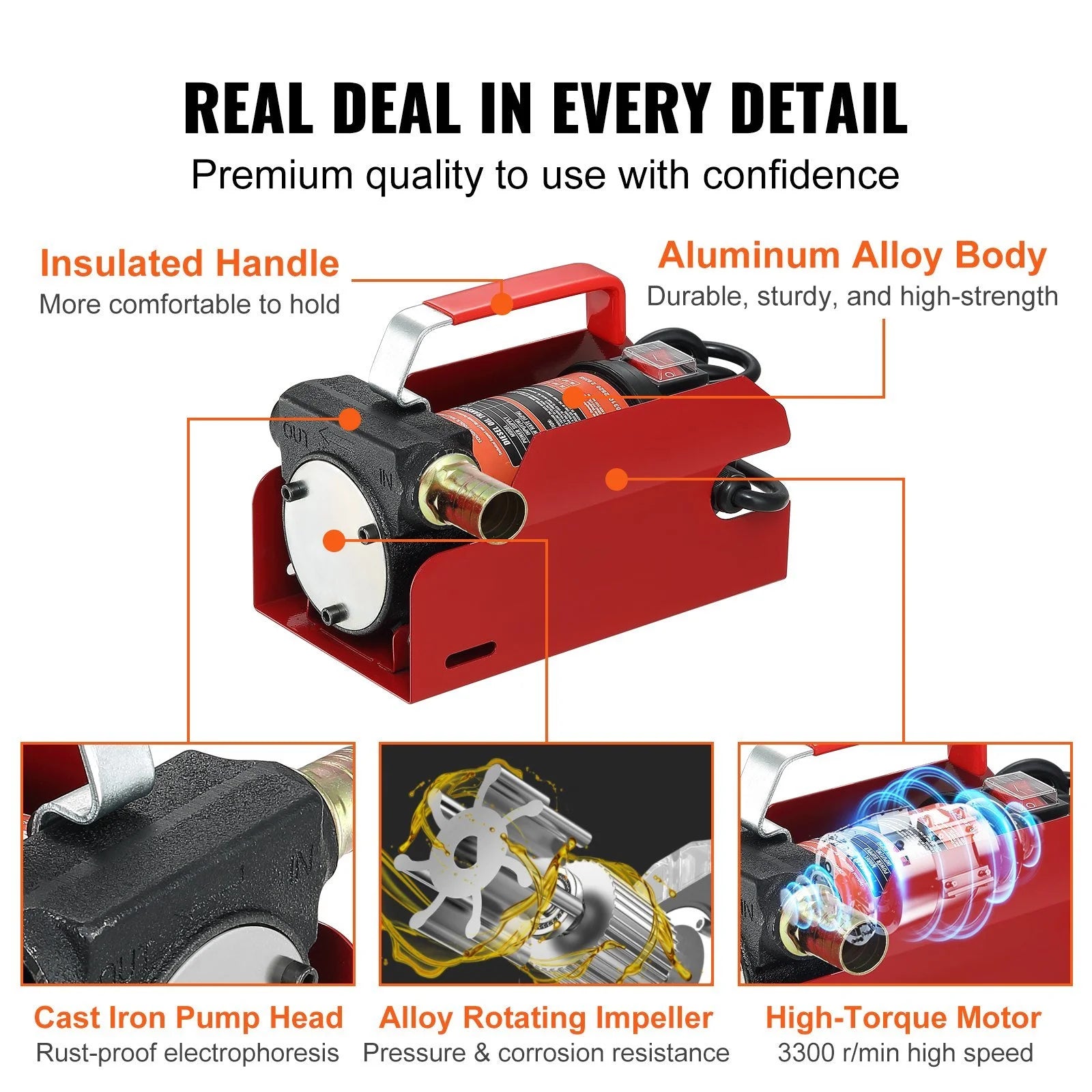 10 GPM 12V DC Portable Electric Self-Priming Fuel Transfer Pump Kit K50994