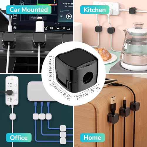 Black 6 Pcs Magnetic Cable Organizer Clips P101837