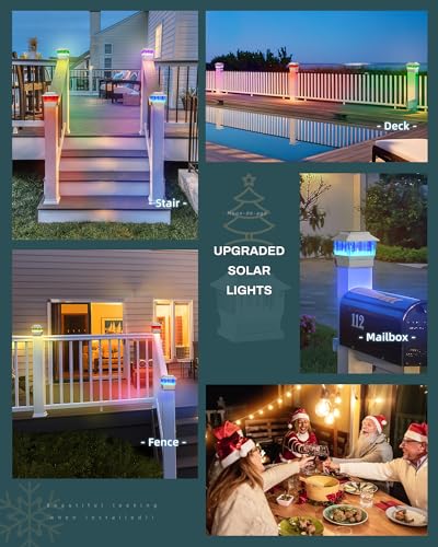 50 Lumen Solar Post Lights, 3 Modes, 4x4 3.5x3.5 4.5x4.5 5.5x5.5, LED, Waterproof, Black, 1 Pack S334862