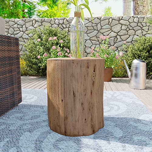 Light Grey Wood-Look Stump Side Table Y3889