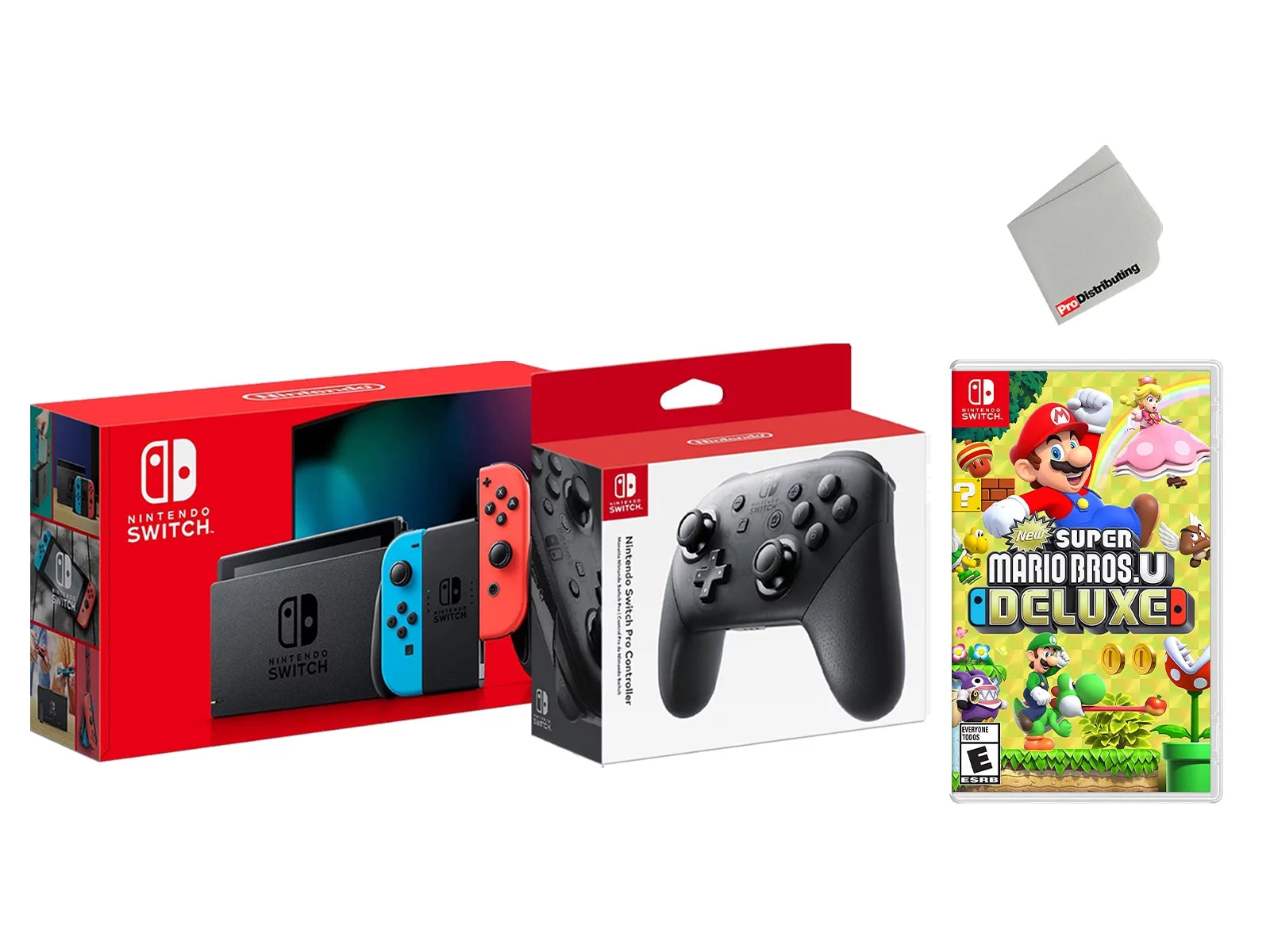 32GB Console Neon Joy-Con Bundle with Wireless Pro Controller and Super Mario Bros. U Deluxe Game U685
