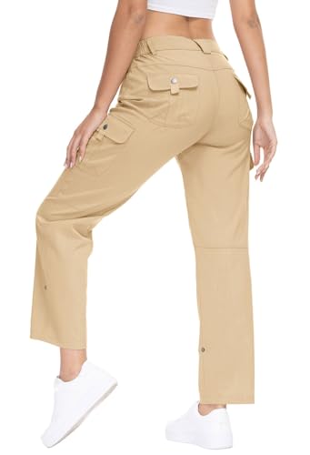 Womens Cargo Hiking Pants with 6 Pockets Lightweight Stretch Quick Dry Roll Up M3378