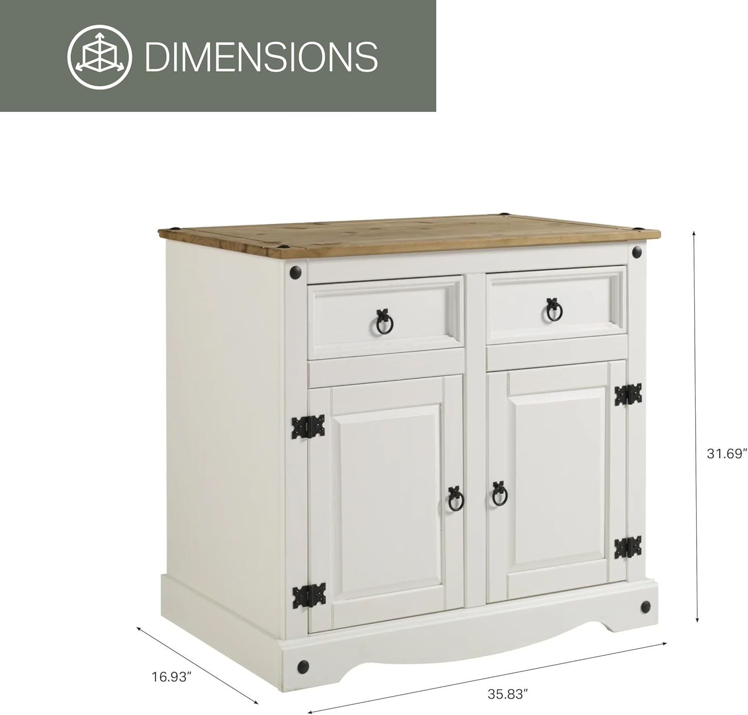 White Distressed Wood Buffet Sideboard K4368