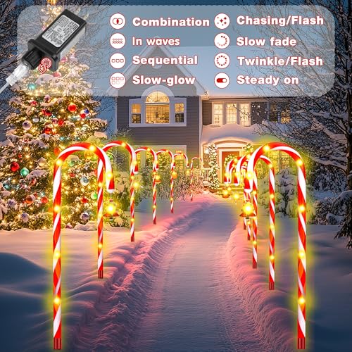 12-Piece Solar Candy Cane Pathway Lights S19078
