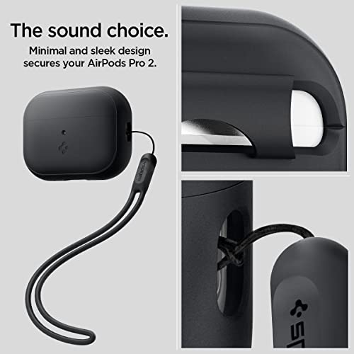 Black Silicone AirPods Pro 2 Case with Lanyard W860