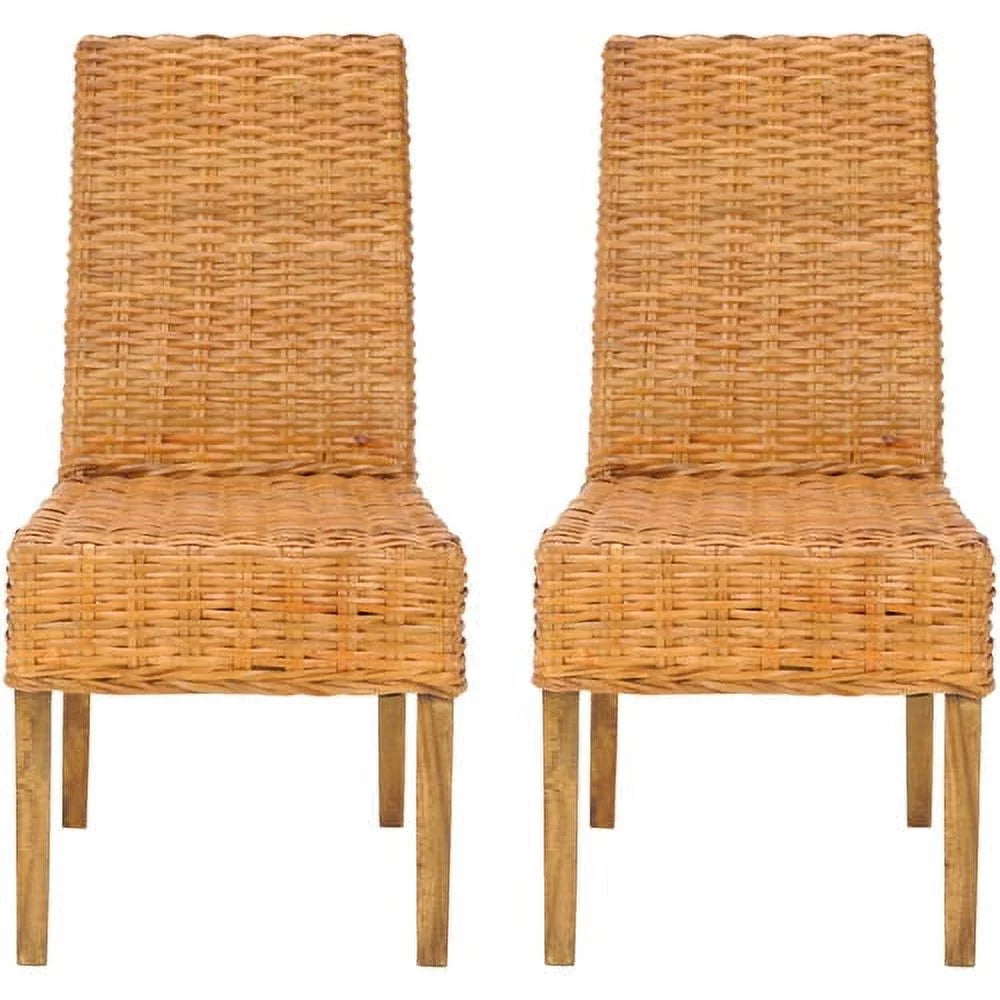 Honey Oak Rattan Side Chair, Set of 2 D58806
