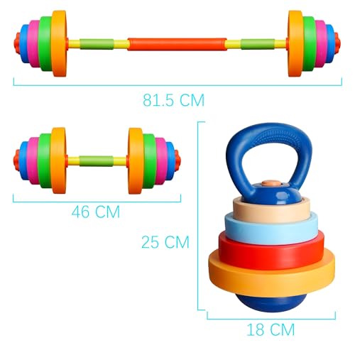 Adjustable Toddler Weight Set with Barbell Dumbbell Kettlebell L42028