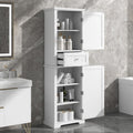 White Tall Linen Bathroom Storage Cabinet with 2 Doors and 1 Drawer L846932