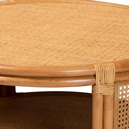 2-Tier Light Honey Rattan Coffee Table L250