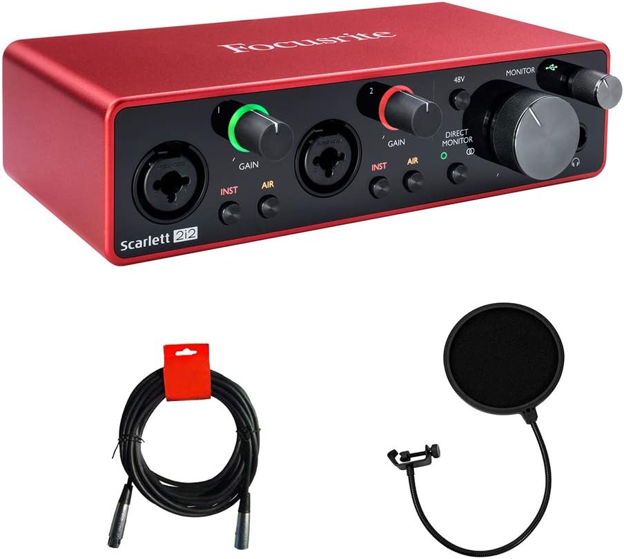 USB Audio Interface with Pop Filter & XLR-XLR Cable Bundle K87348