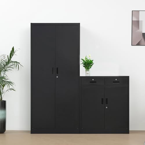 Black 36" Locking Steel Storage Cabinet with Adjustable Shelves D87682