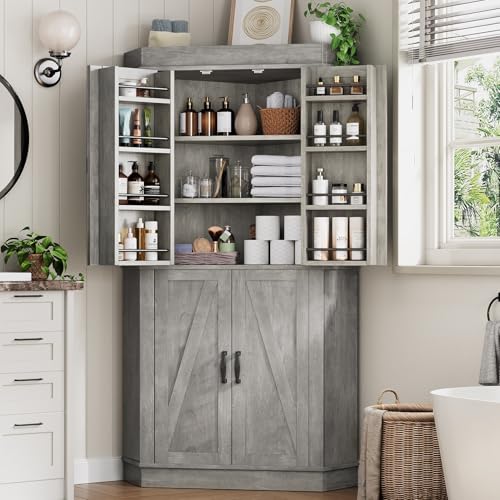 Grey 4 Door Tall Kitchen Pantry Cabinet T860