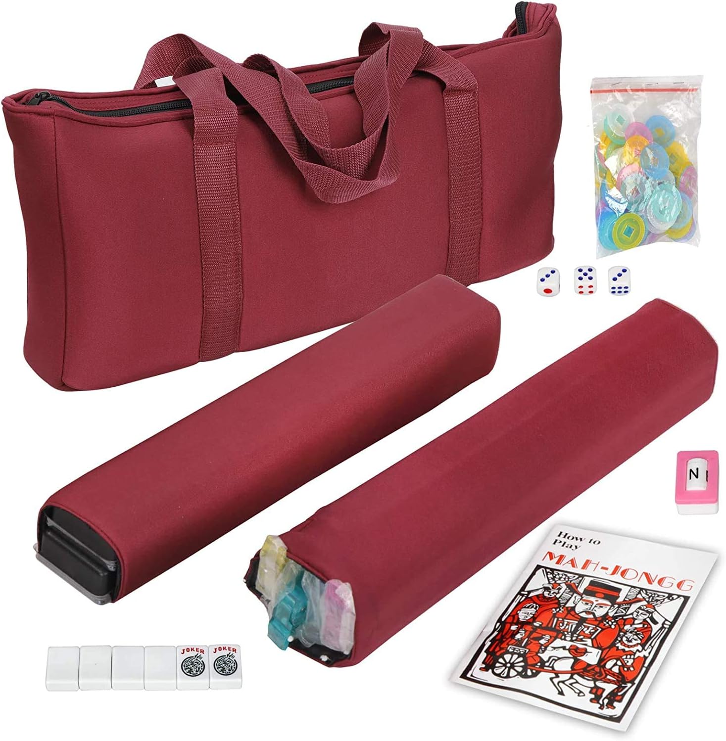 166 Tiles Mah Jongg Set with Rack and Soft Bag Z9536