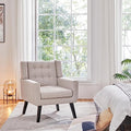Beige Linen Fabric Accent Armchair S22587