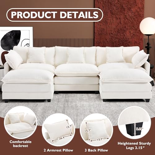 Grey U Shaped Modular Sectional Couch with 2 Ottoman X942707