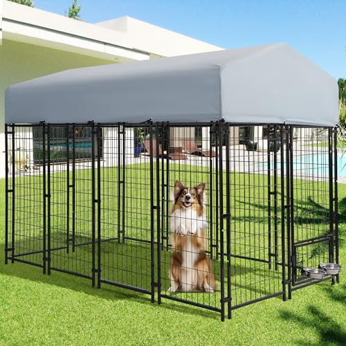 8x4x5.7 FT Outdoor Dog Kennel with Roof E8351