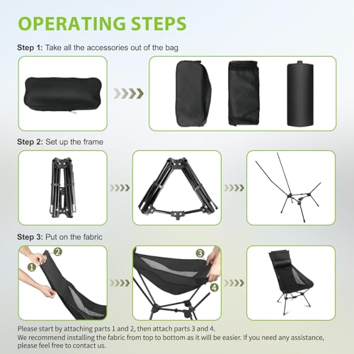 Lightweight Foldable Camping Chair with Headrest and Storage Bag U290