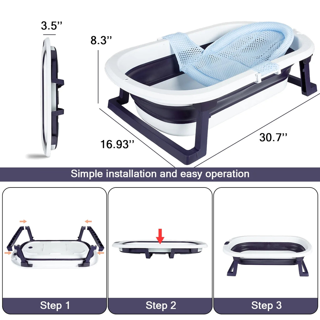 31'' Folding Baby Bathtub with Support Blue V64190