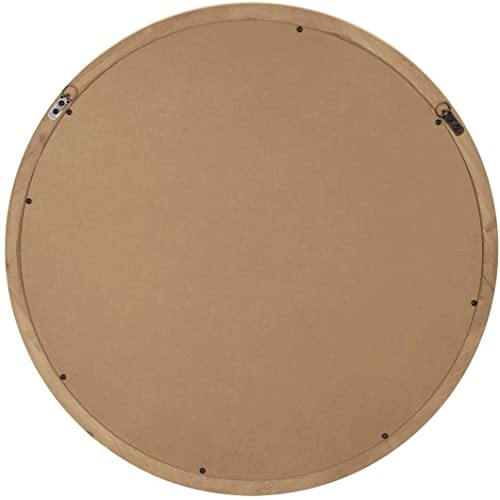Rustic 30" Round Wall Mirror Wood Frame K813