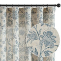 Sage Green Linen Floral Curtains 84 Inch Length Set 2 Panels T6136