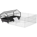 Rolling Metal Small Animal Hutch Cage with Main House and Run Z38041