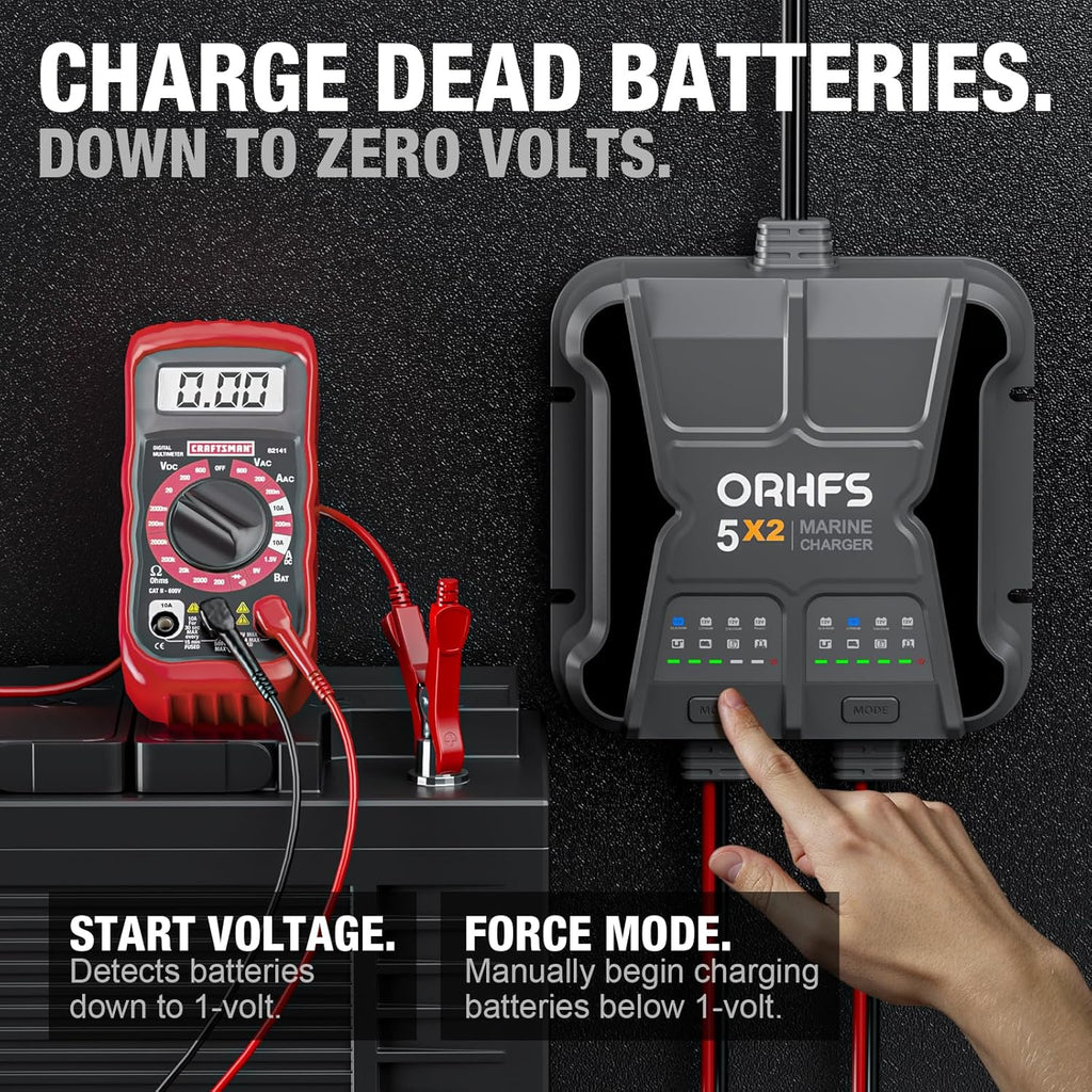 2-Bank 10A Smart Marine Battery Charger 12V Waterproof Onboard for SLA/AGM Lithium W71759