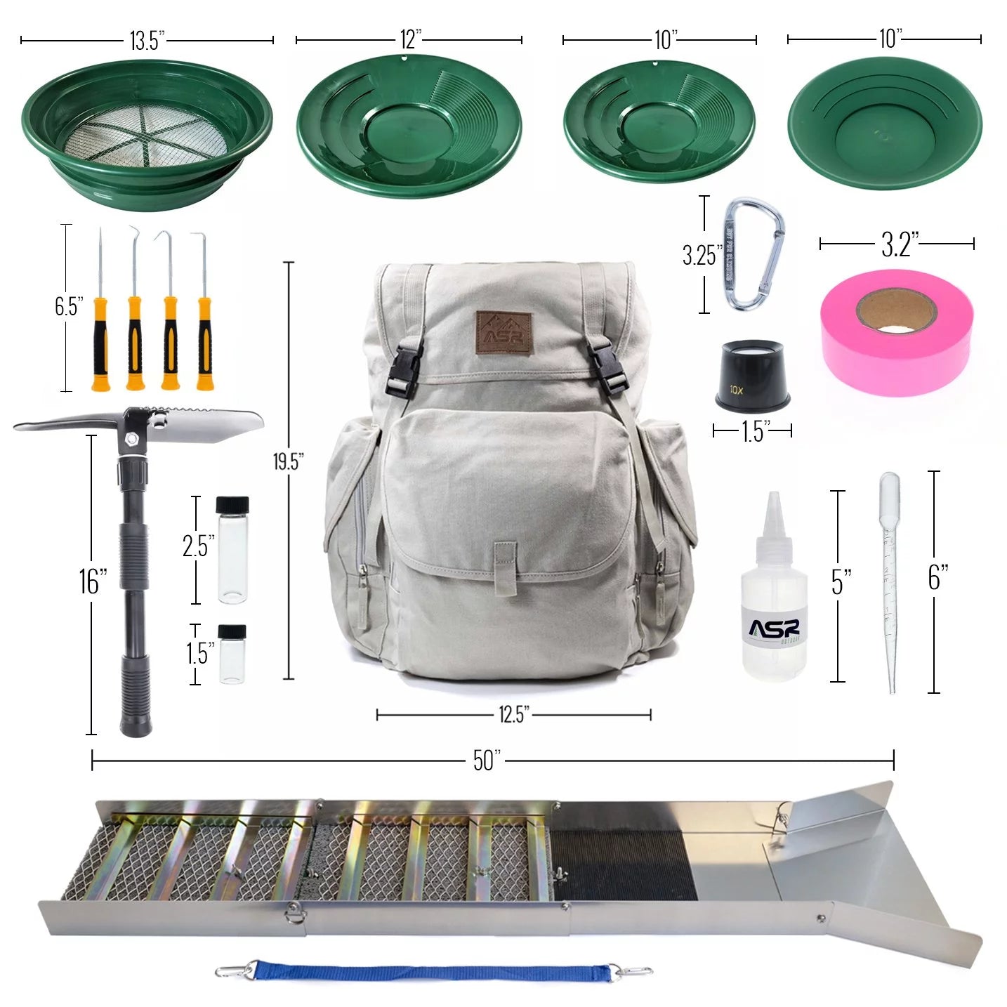 Aluminum Folding Sluice Box and Backpack for Gold Prospecting W558