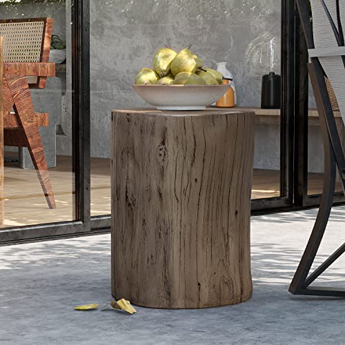 Light Grey Wood-Look Stump Side Table Y3889