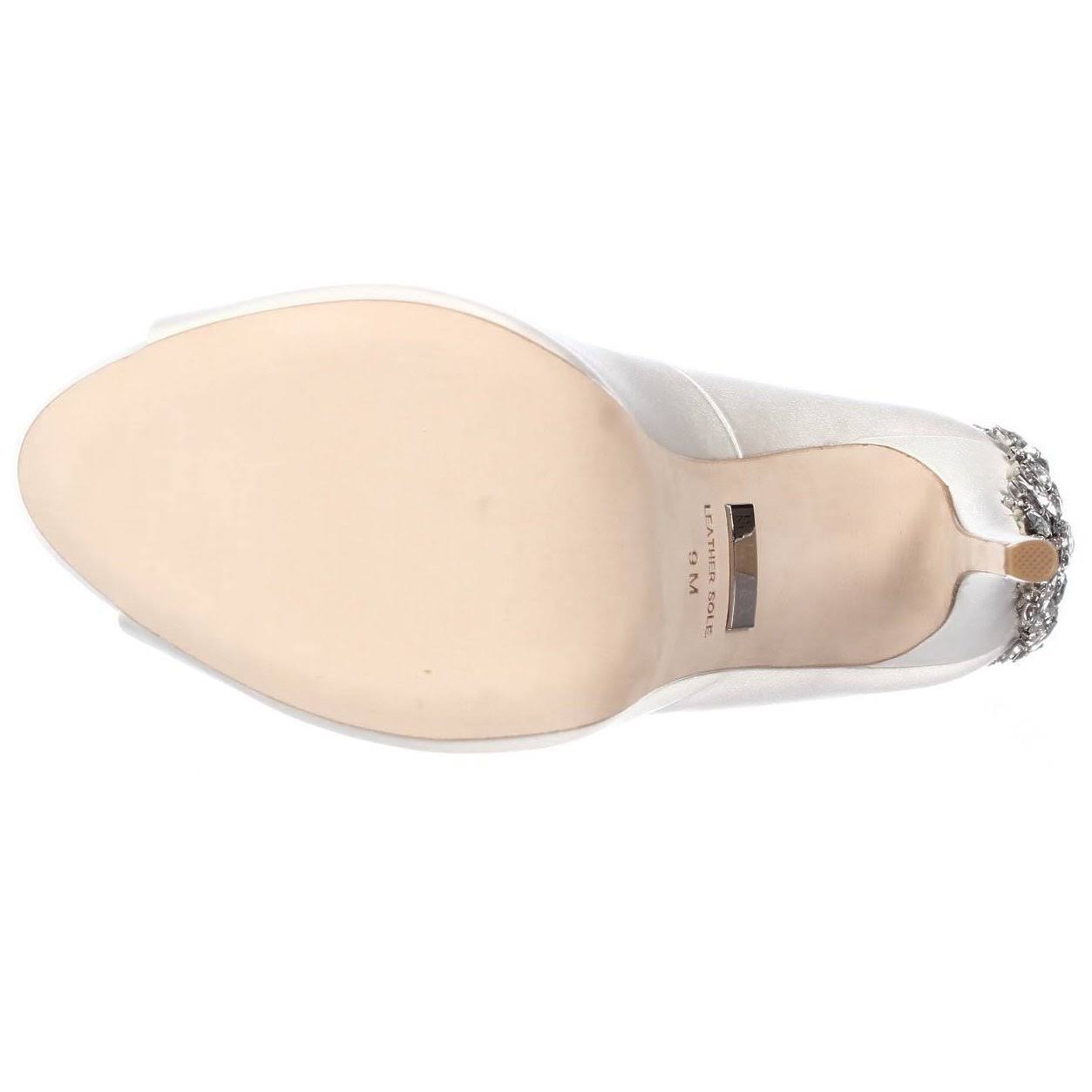 White Satin Peep-Toe Pumps, Size: 8 P780699