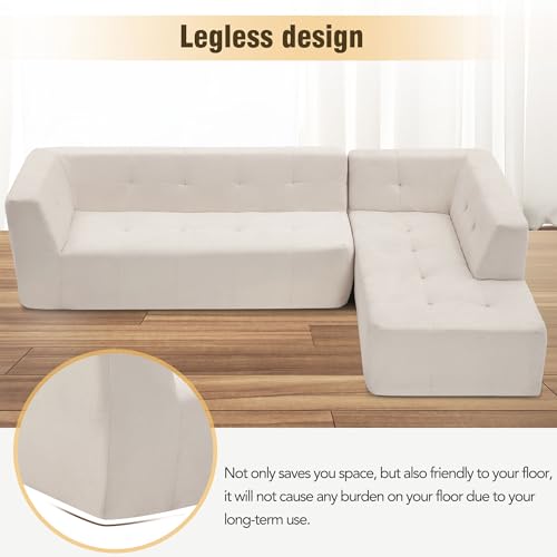 Modular Sectional Couch, Chenille Fabric L Shaped Sofa, 3 Seat Corner Sofa Couch X6026