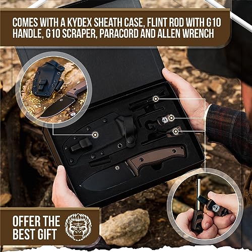 Fixed Blade Hunting Knife with Sheath, Fire Starter, G10 Scraper & Paracord V15098
