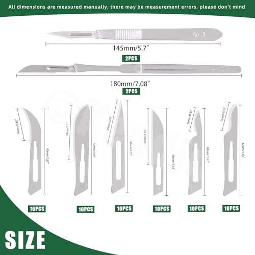 44 Pcs High Carbon Steel Surgical Scalpel Blades with Handle C130