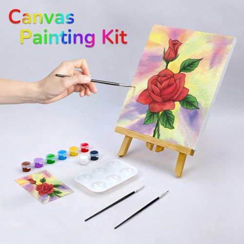 8 Acrylic Colors Painting Kit with Pre Drawn Canvas (8x10) D76573