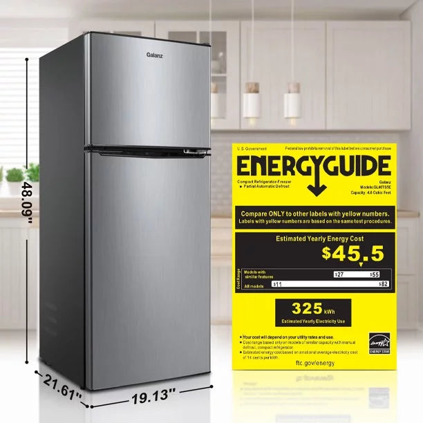Stainless Steel Two Door Mini Refrigerator with Freezer S863