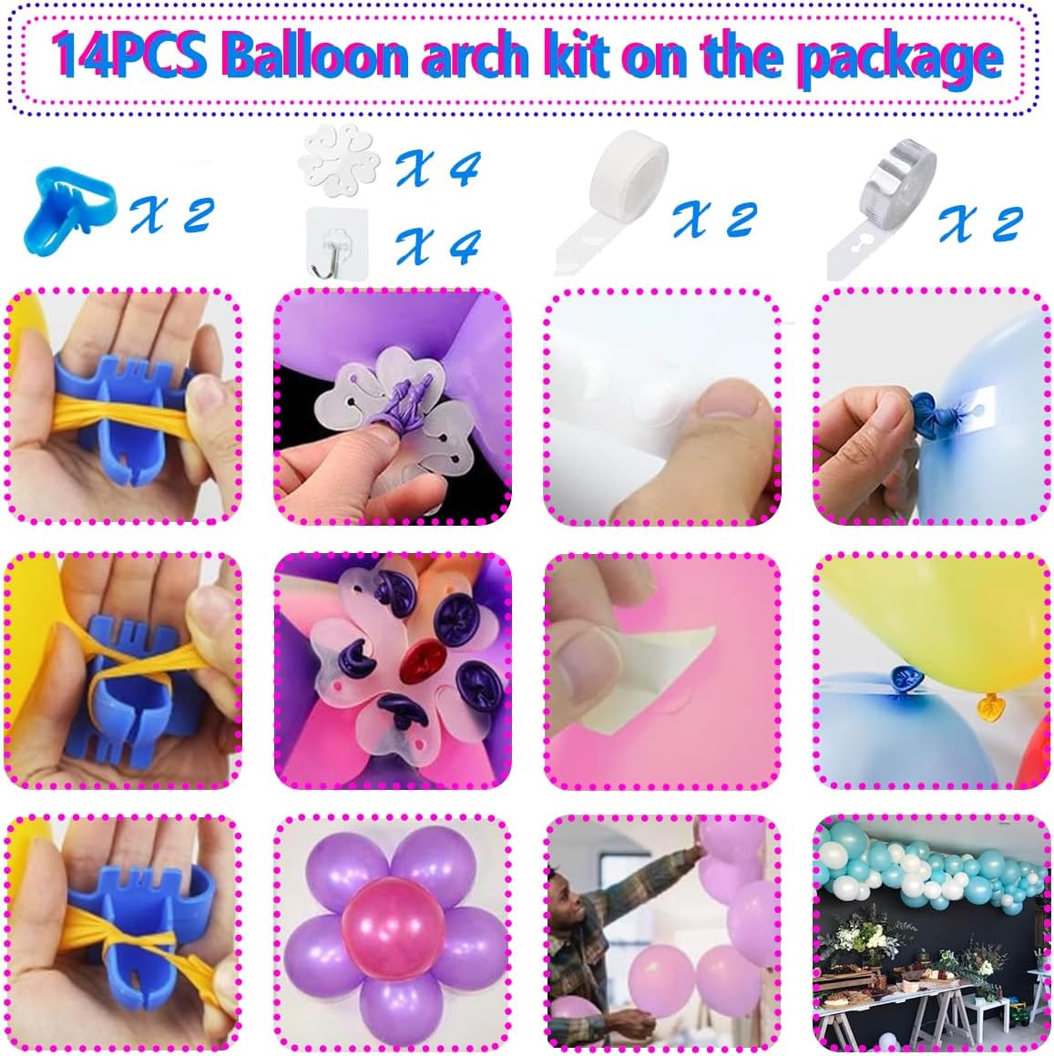 Portable 2 Modes Electric Balloon Pump with 14 Balloon Arch Kits G144339
