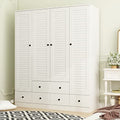 White 5 Drawer Wardrobe Armoire with Shelves and Hanging Rod P93132