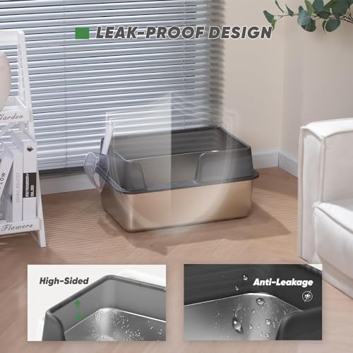 Stainless Steel Large Cat Litter Box with Scoop O20069