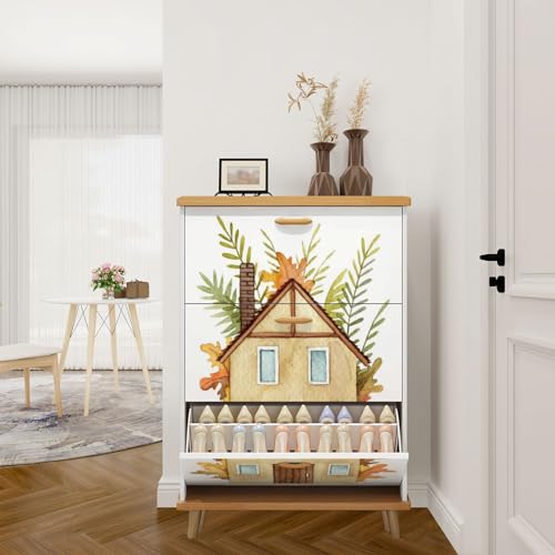 3 Drawer Shoe Cabinet Wood Shoe Rack Organizer V419172